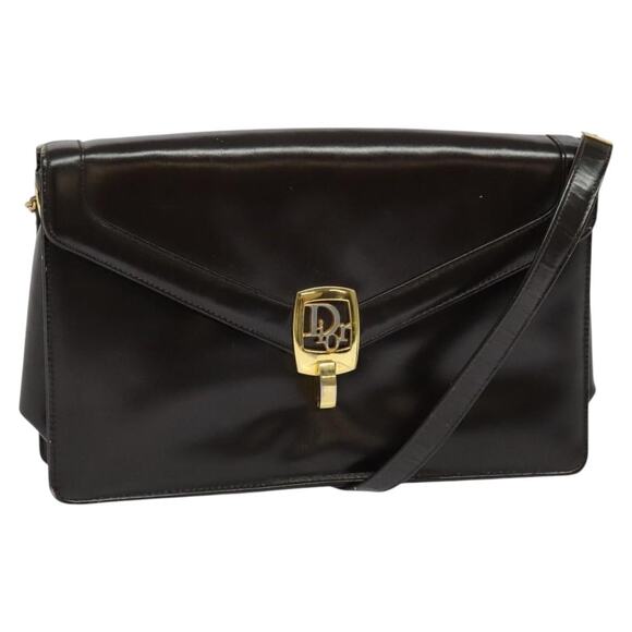 DIOR Shoulder Bag Leather Brown Gold - Picture 1 of 12